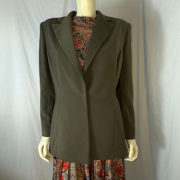 Vintage 90’s Collections for Le Suit Women’s Blazer Jacket Size 14 Taupe Olive O - Picture 2 of 12